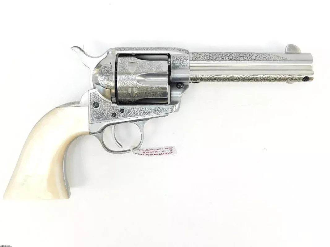 TaylorsCo. Cattleman White Floral Engraved .357 Tuned 4.75 Inch Pearl 550433DE from ELK CO AMMO&ARMS INC near Saint Marys, Pennsylvania, USA