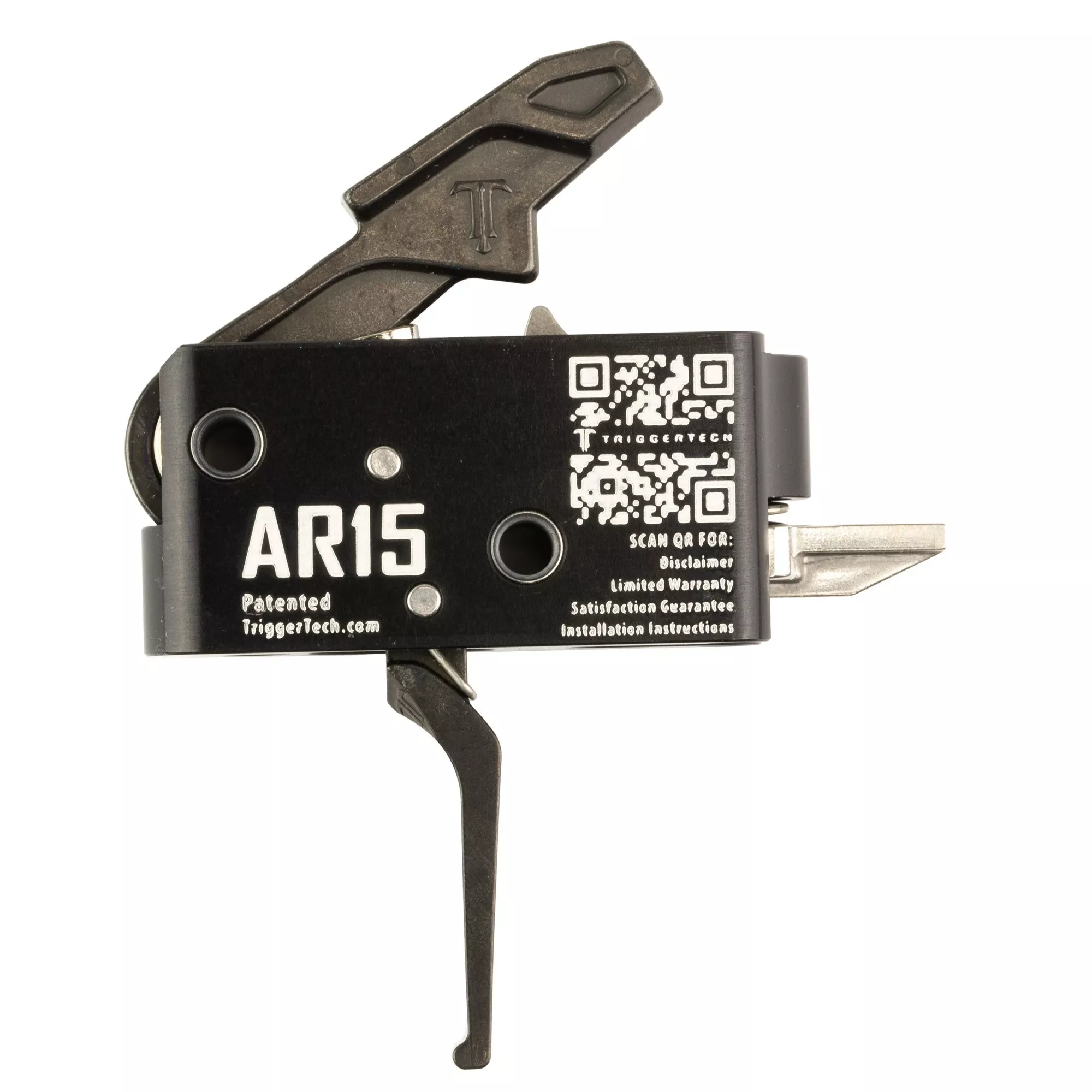 TriggerTech AR-15 Competitive Flat Trigger Black and White Engraved