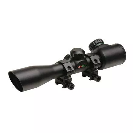 Truglo 4x32mm Crossbow Scope with Weaver Style Rings Illuminated Dual Color Reticle Matte Black
