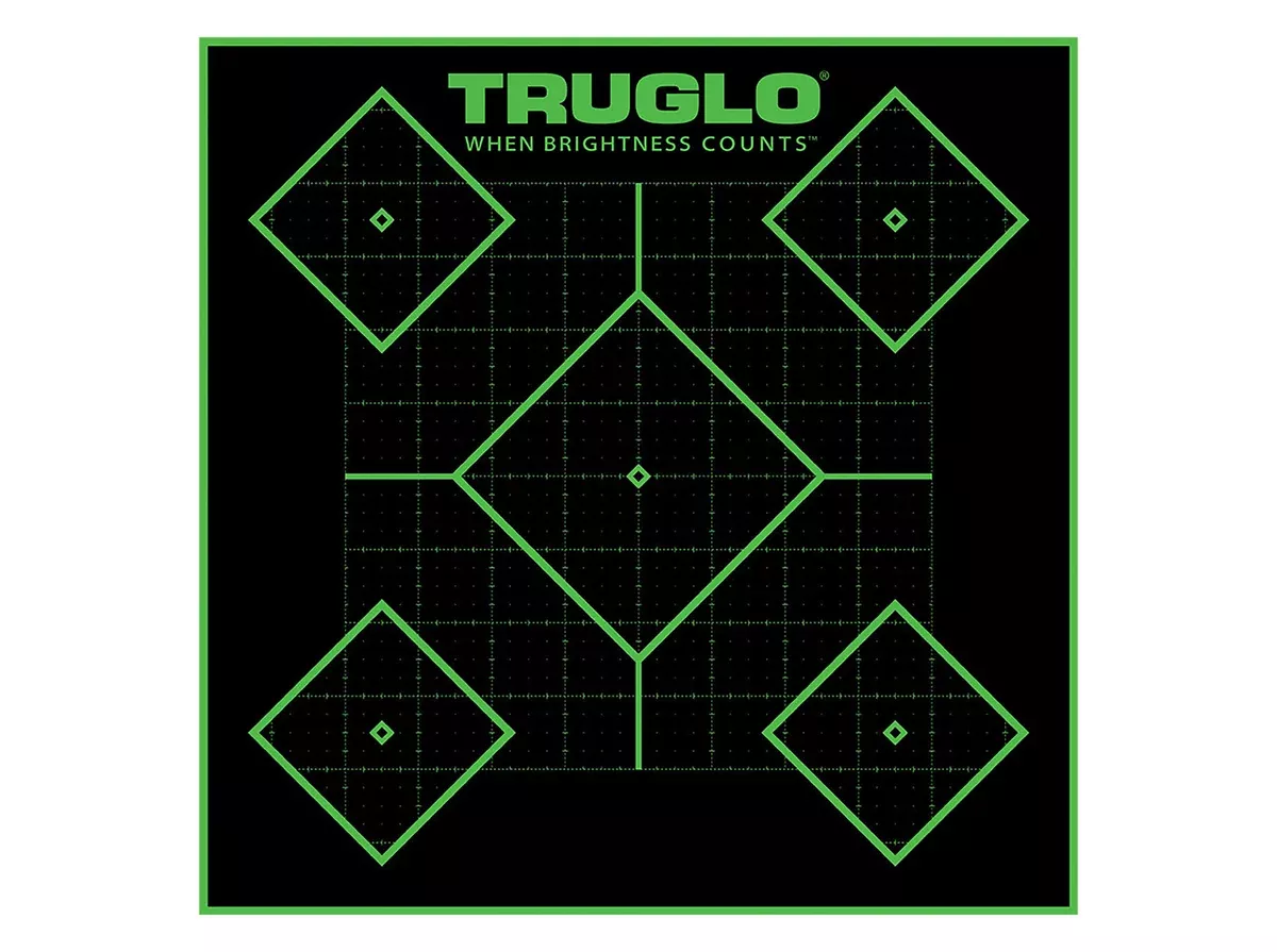 TruGlo TG14A25BB Tru-See 5- Diamond Target Self-Adhesive Heavy Paper Black/Green 12"x12" 25 Pack