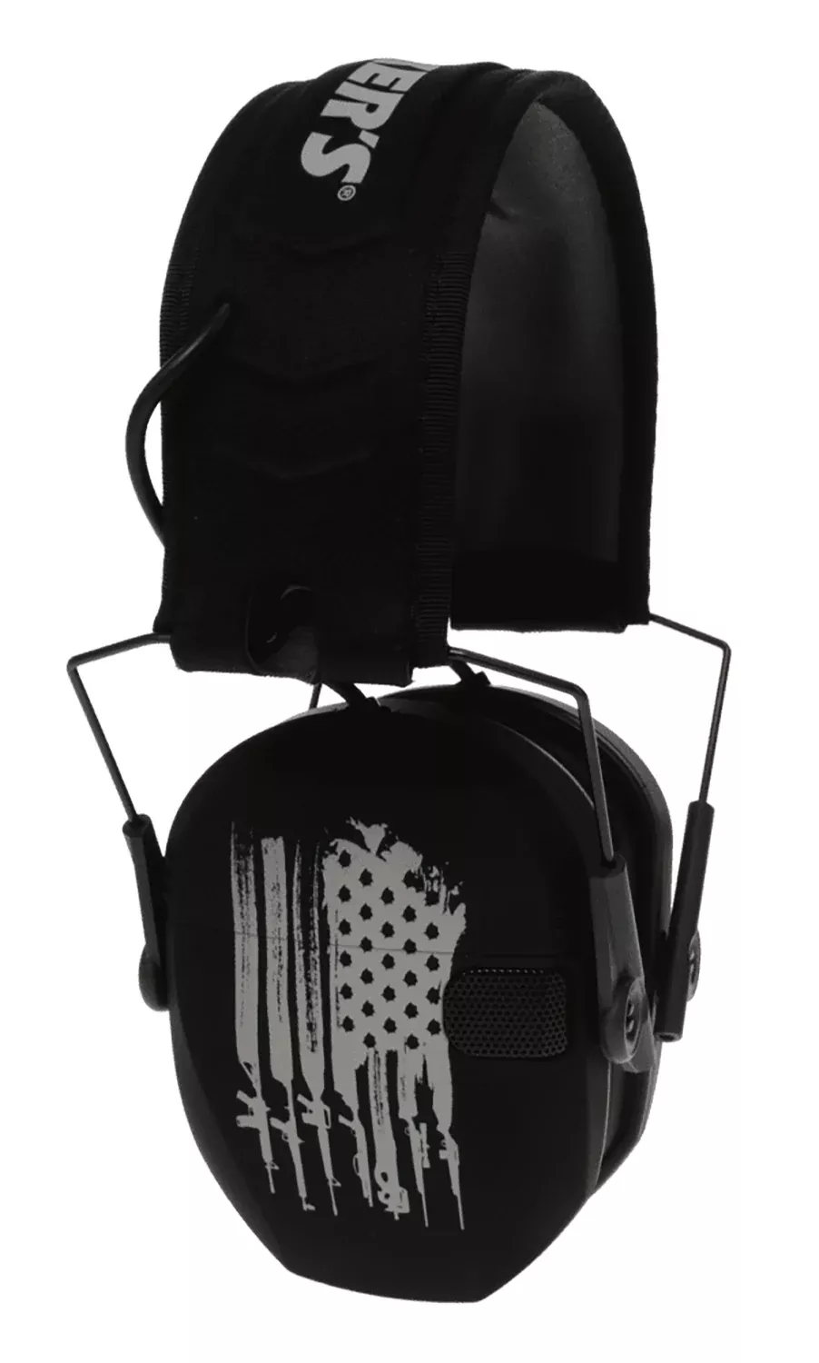 Walker's WPRSEMFSFLG Razor Slim Electronic Freedom Muff 23 dB Over the Head Black w/Distressed U.S Flag Polymer