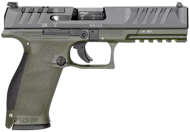 Walther PDP 9mm, 4.5" Barrel, 18rd, Black Slide/Green Frame, Adjustable Rear Sight, Optics Ready