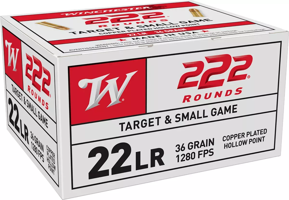 Winchester Ammo 22LR222HP USA22LR 36gr Copper Plated Hollow Point 222 Per Box/10 Case