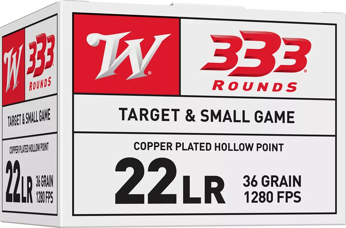 Winchester Ammo 22LR333HP USA22LR 36gr Copper Plated Hollow Point 333 Per Box/10 Case