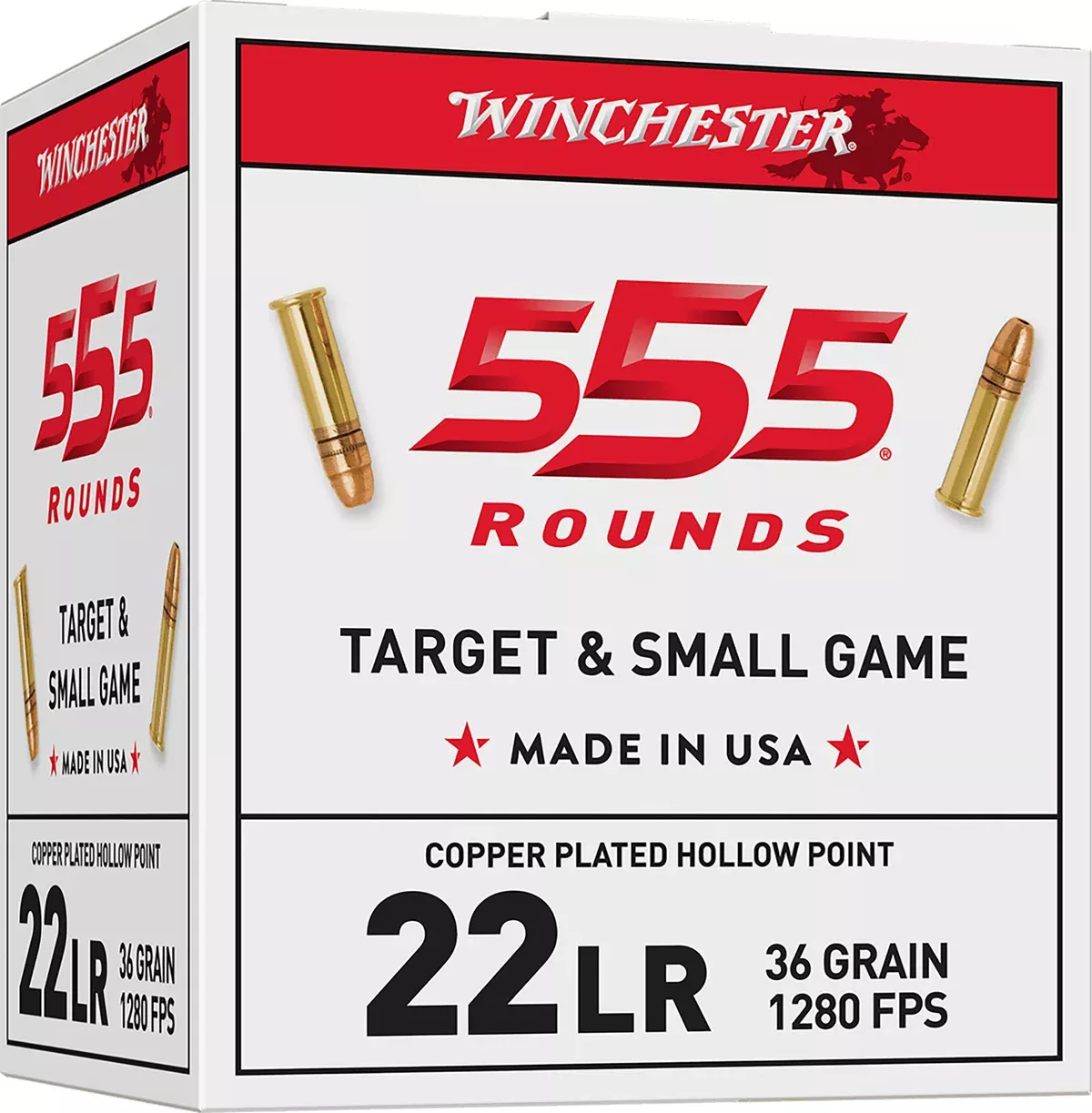 Winchester Ammo 22LR555HP USA22LR 36gr Copper Plated Hollow Point 555 Per Box/10 Case *Bulk