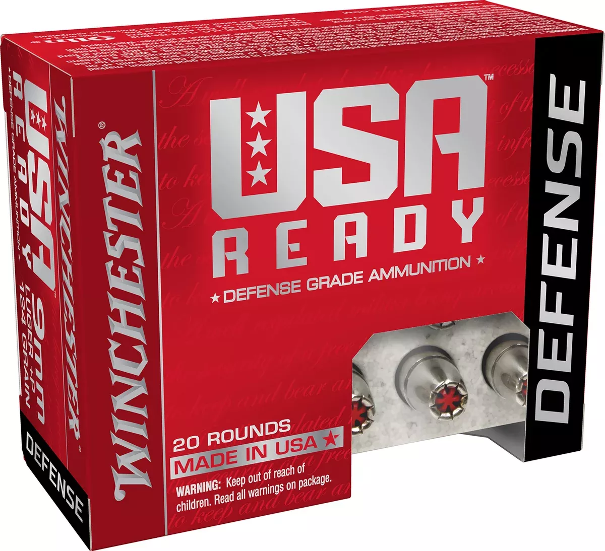 Winchester Ammo RED9HP USA Ready 9mmLuger 124gr Hollow Point 20 Per Box/10 Case