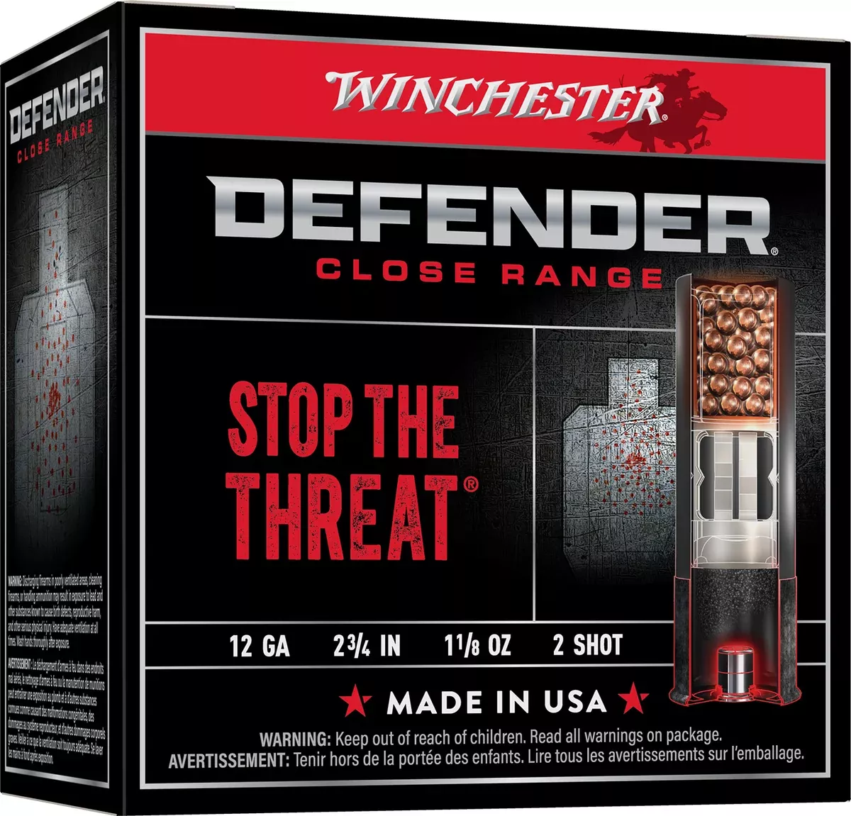 Winchester Ammo S122PD25 Defender12Gauge 2.75" 1 1/8oz 2Shot 25 Bx/10 Case