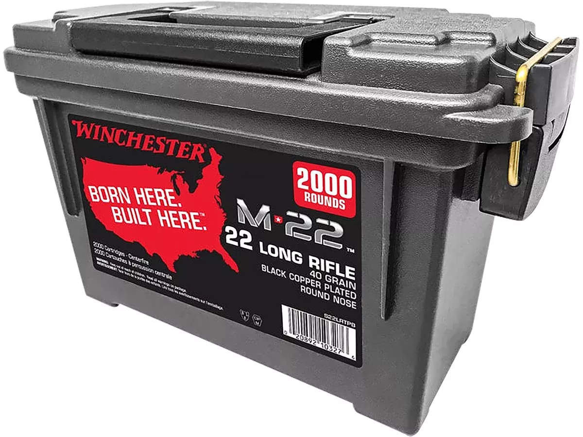 Winchester Ammo S22LRTPB M-2222LR 40gr Black Copper Plated Round Nose 2000 Per Box/2 Cans *Bulk
