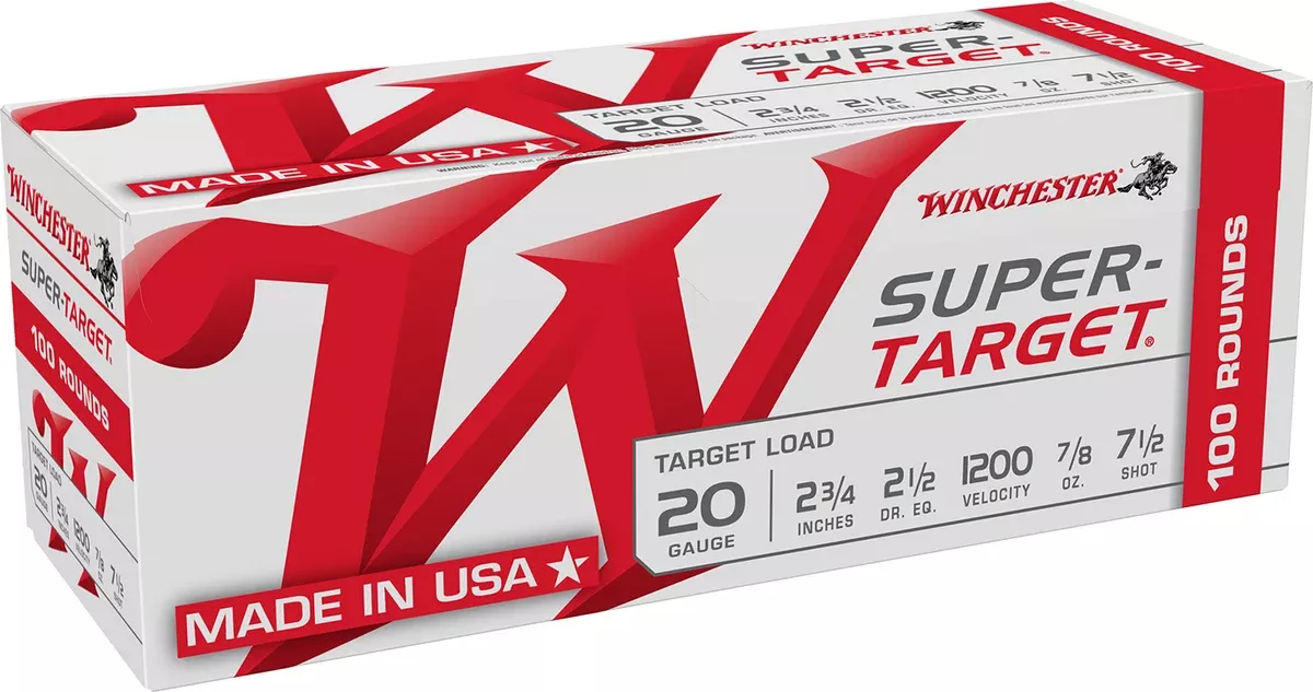 Winchester Ammo TRGT207VP Super-Target20Gauge 2.75" 7/8oz 7.5Shot 100 Per Box/2 Case