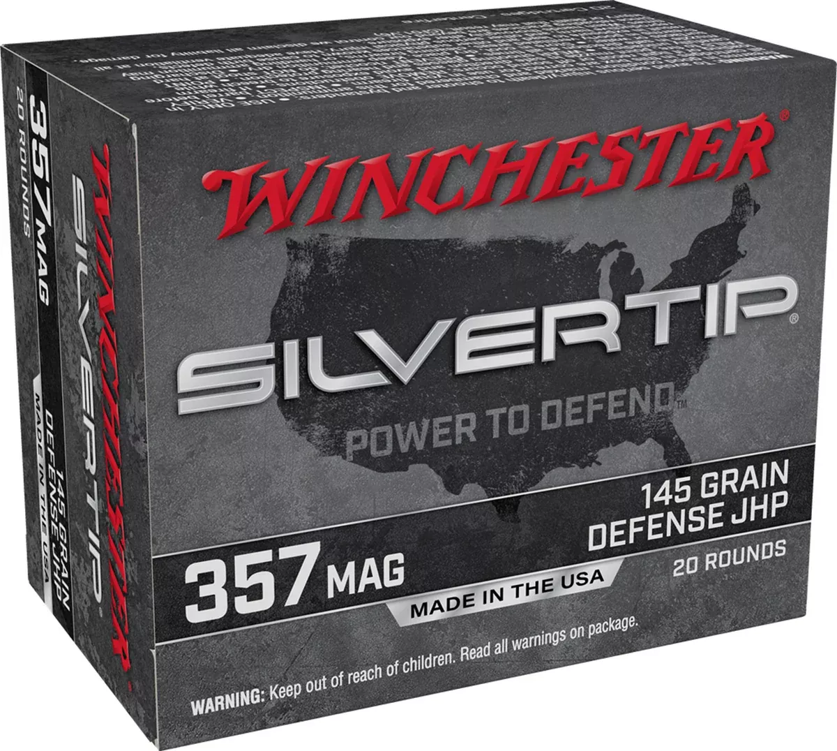 Winchester Ammo W357ST Silvertip357Mag 145gr Silvertip Jacket Hollow Point 20 Per Box/10 Case