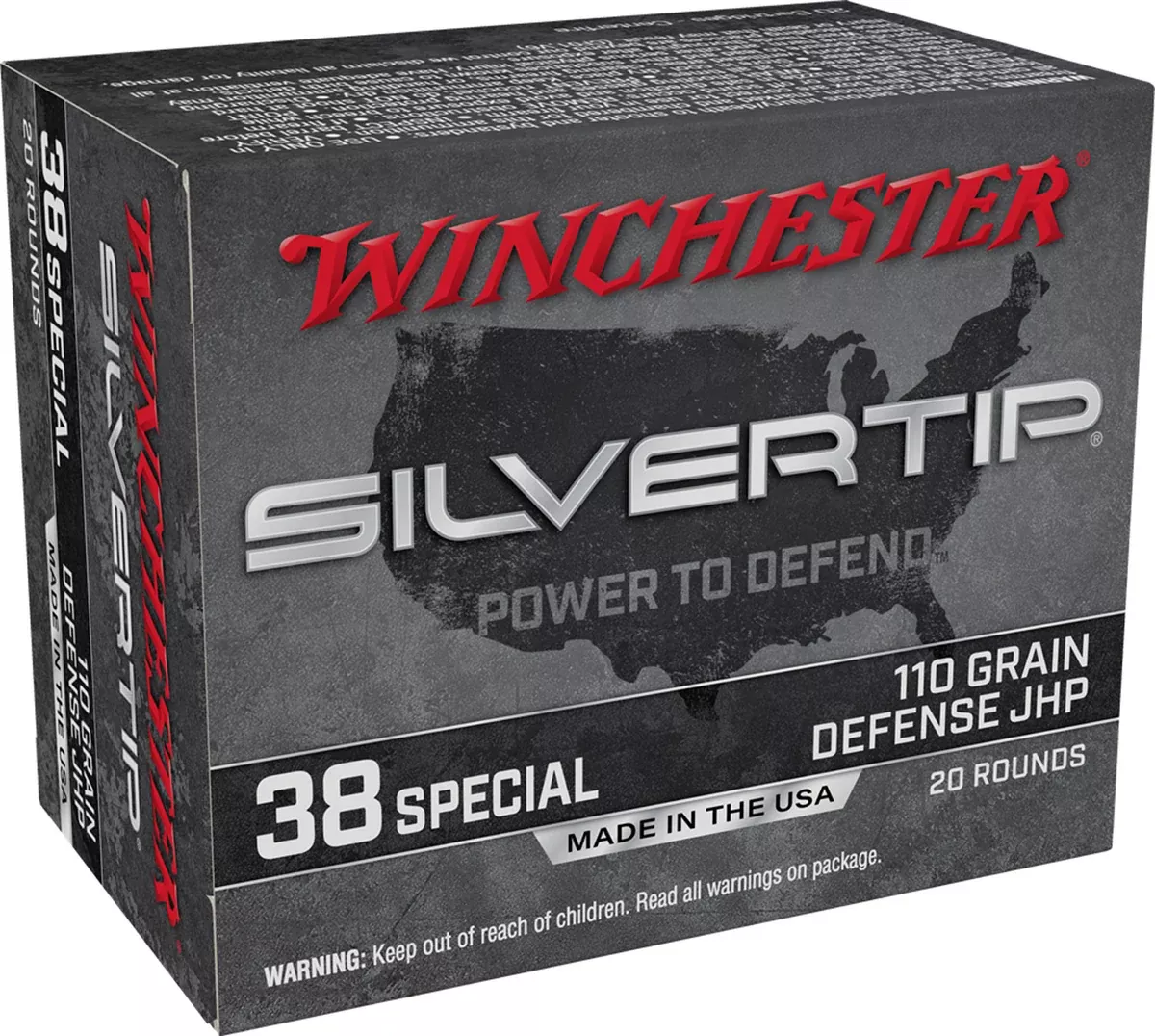 Winchester Ammo W38ST Silvertip38Special 110gr Silvertip Jacket Hollow Point 20 Per Box/10 Case
