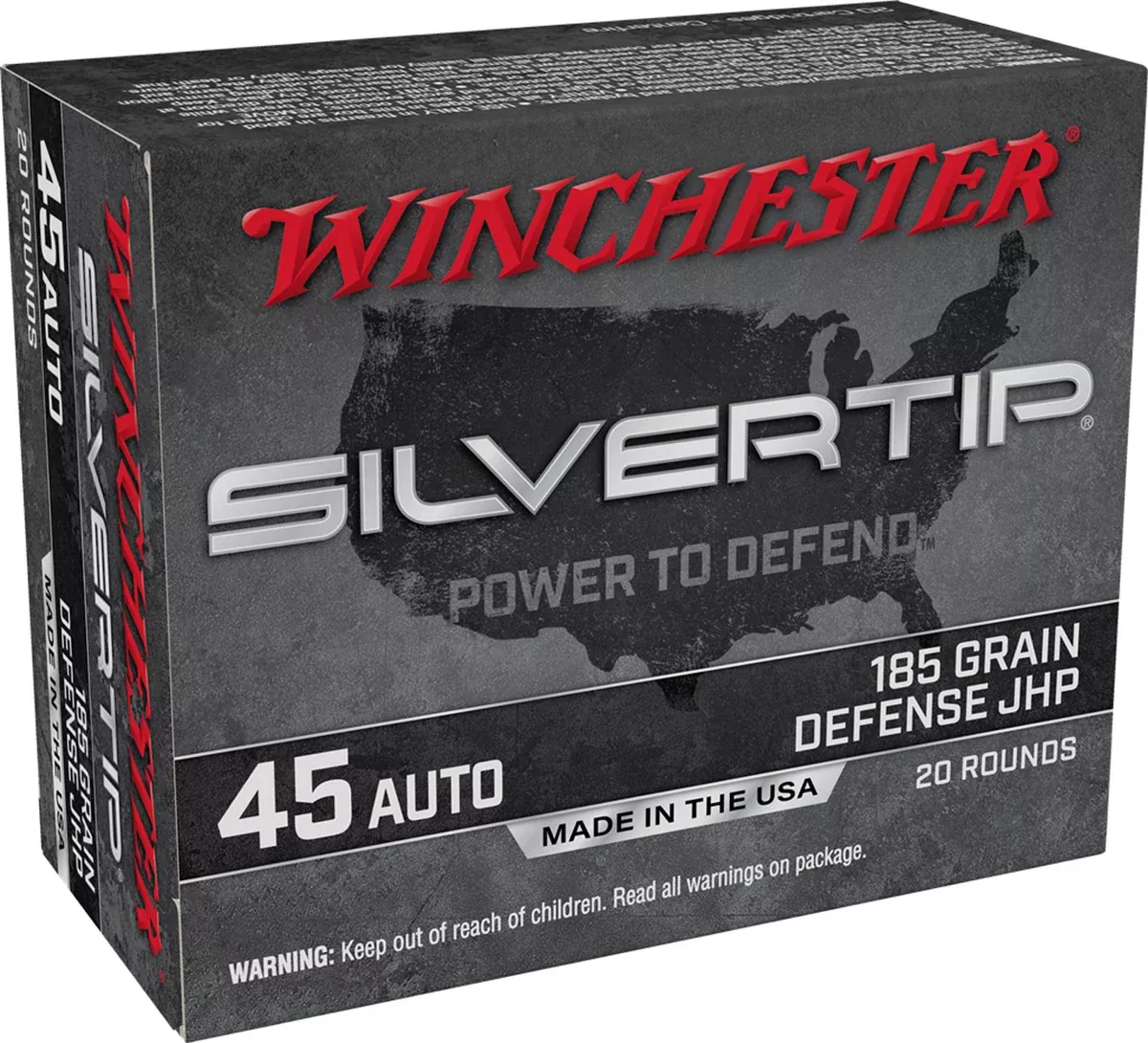 Winchester Ammo W45AST Silvertip45ACP 185gr Silvertip Jacket Hollow Point 20 Per Box/10 Case
