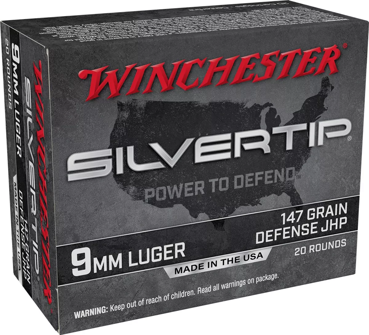 Winchester Ammo W9MMST2 Silvertip9mmLuger 147gr Silvertip Jacket Hollow Point 20 Per Box/10 Case