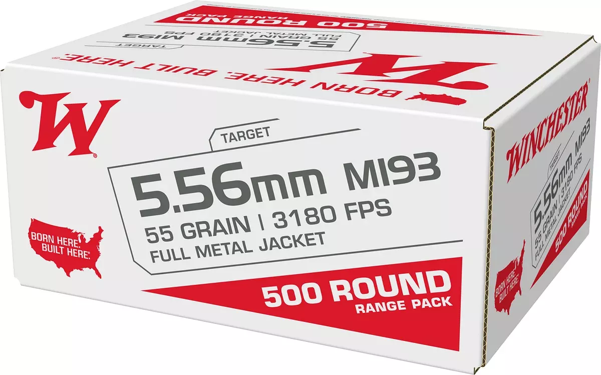 Winchester Ammo WM193500M193 5.56mm 55gr Full Metal Jacket 500 Per Box/2 Case