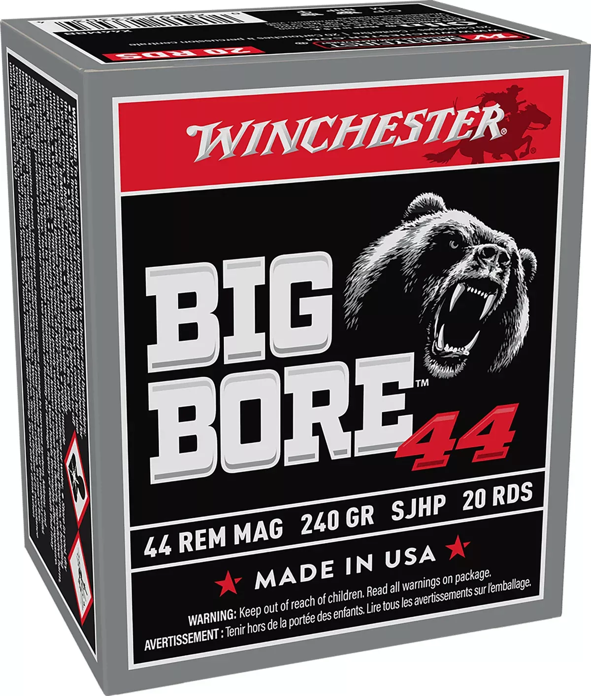 Winchester Ammo X44MBB Big Bore44RemMag 240gr Semi Jacketed Hollow Point 20 Per Box/10 Case