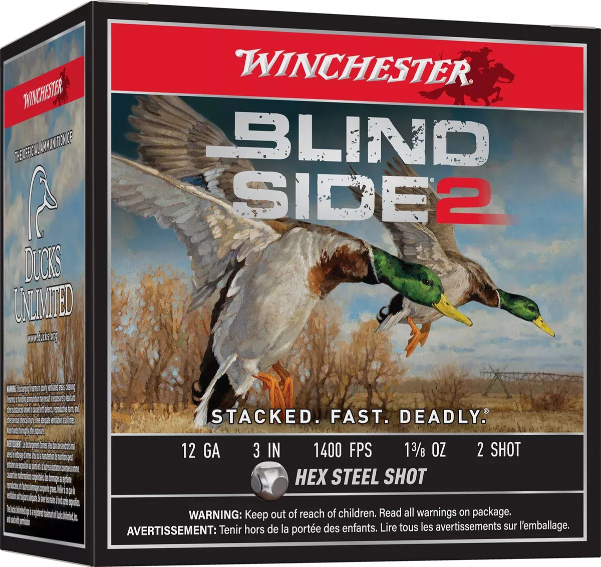 Winchester Ammo XBS1232 Blind Side 212 Gauge 3" 1 3/8 oz 1400 fps 2 Shot 25 Bx/10 Cs