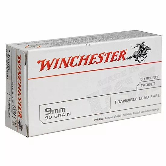 WINCHESTER USA 9MM FRANGIBLE 90GR CESARONI LF, 50RD/BOX