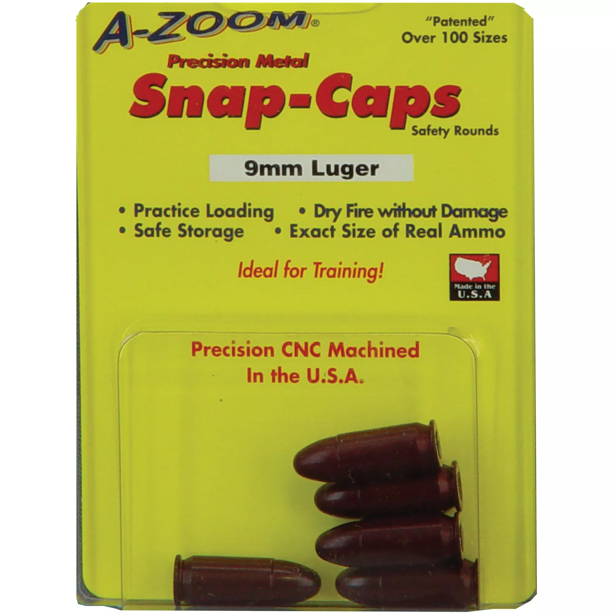 A-Zoom Snap Caps 9mm 5-Pack Red – Aluminum Dummy Rounds